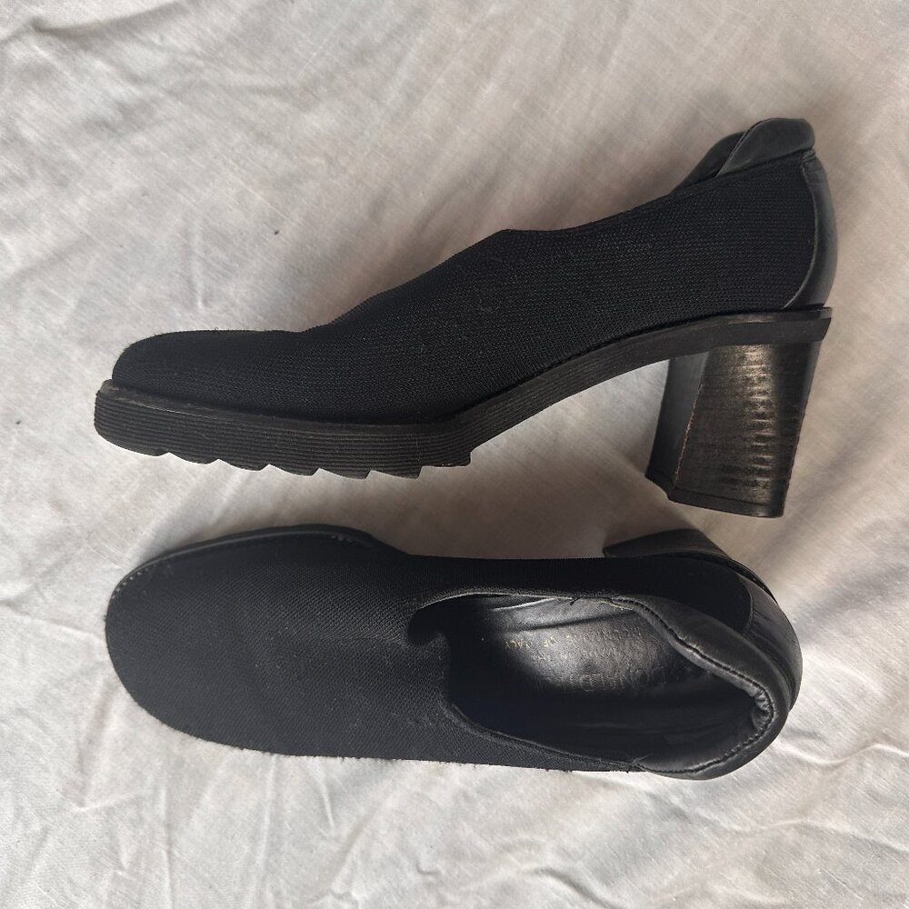 Donald J Pliner Shoes Womens 8 M Pump Slip On Heels Black Fabric Square Toe